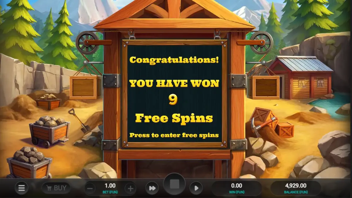 Tampilan visual slot Digger’s Dough dengan tema tambang emas dan karakter penambang.